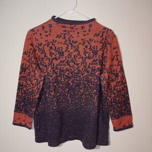 Trisha Tyler Brick Orange and Blue Mock Neck Knit Pullover Sweater Size PL